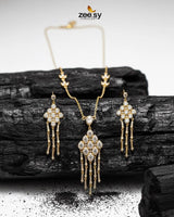 Tonel Oval Gem Wreath Necklace Set Golden - Zeesy Jewellery