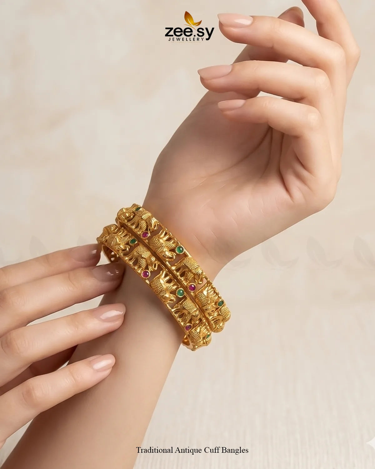 Traditional Antique Cuff Bangles Bangles - Zeesy Jewellery Pakistan | Premium Artificial & Imitation Jewellery