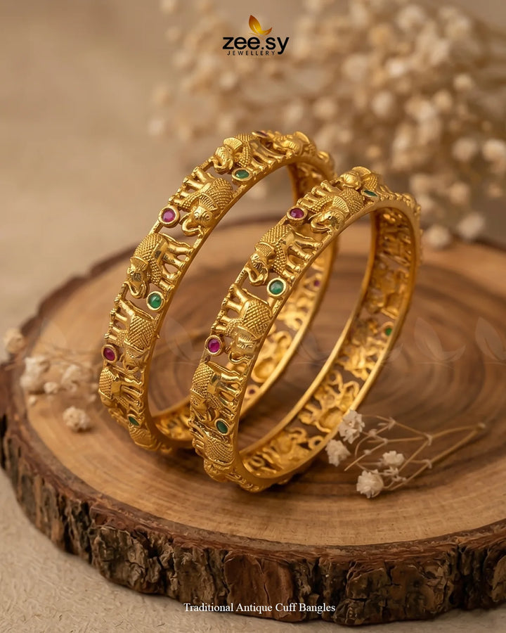 Traditional Antique Cuff Bangles Bangles - Zeesy Jewellery Pakistan | Premium Artificial & Imitation Jewellery