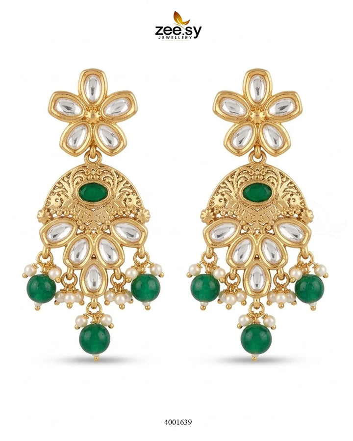 Traditional Crimson Beads Drop Earrings