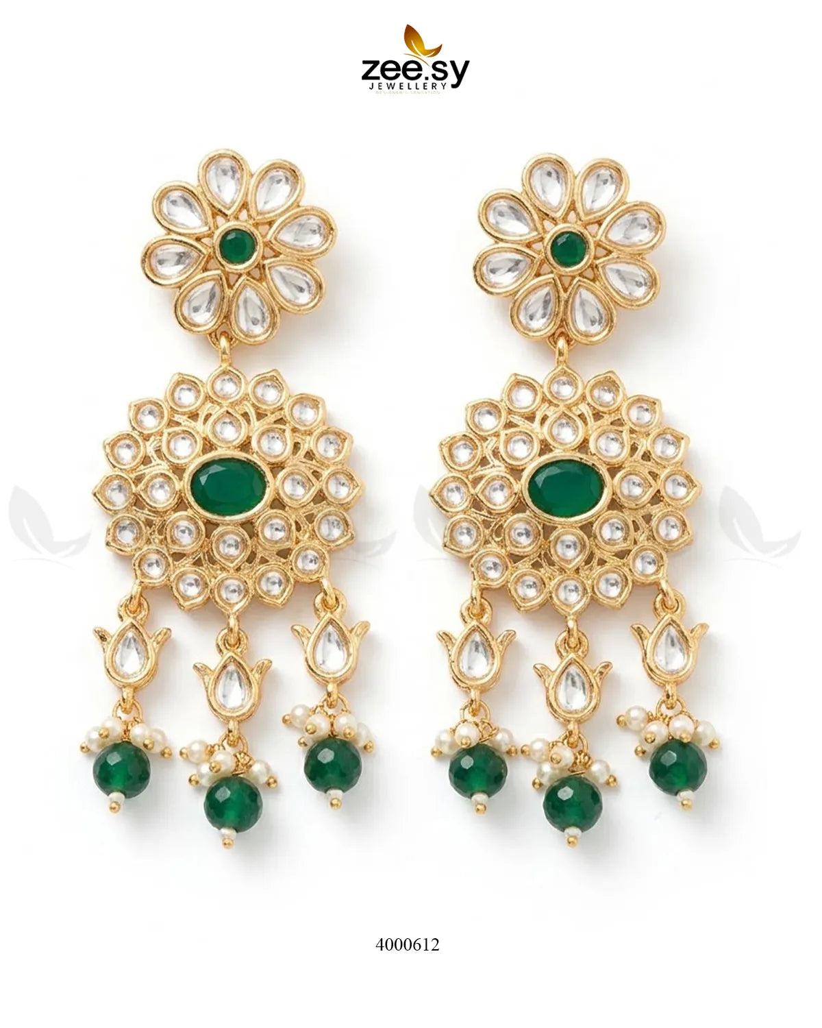 Traditional Flower Pearl Drops Earrings
