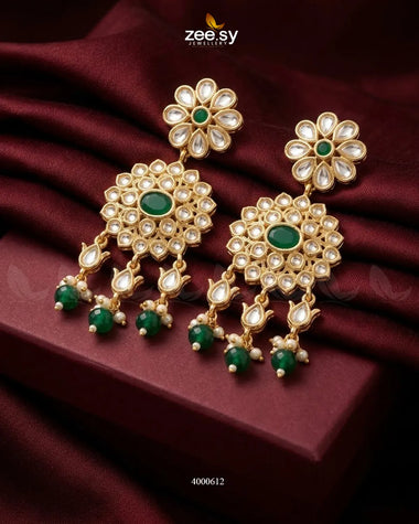 Traditional Flower Pearl Drops Earrings