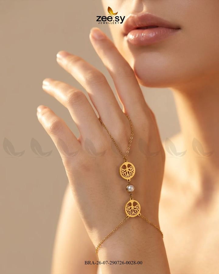 Tree Life Pearl Finger Bracelet