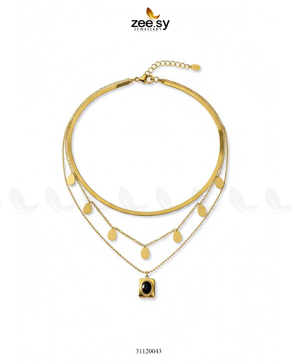 Trinity Triple Layered Stone Chain - Zeesy Jewellery
