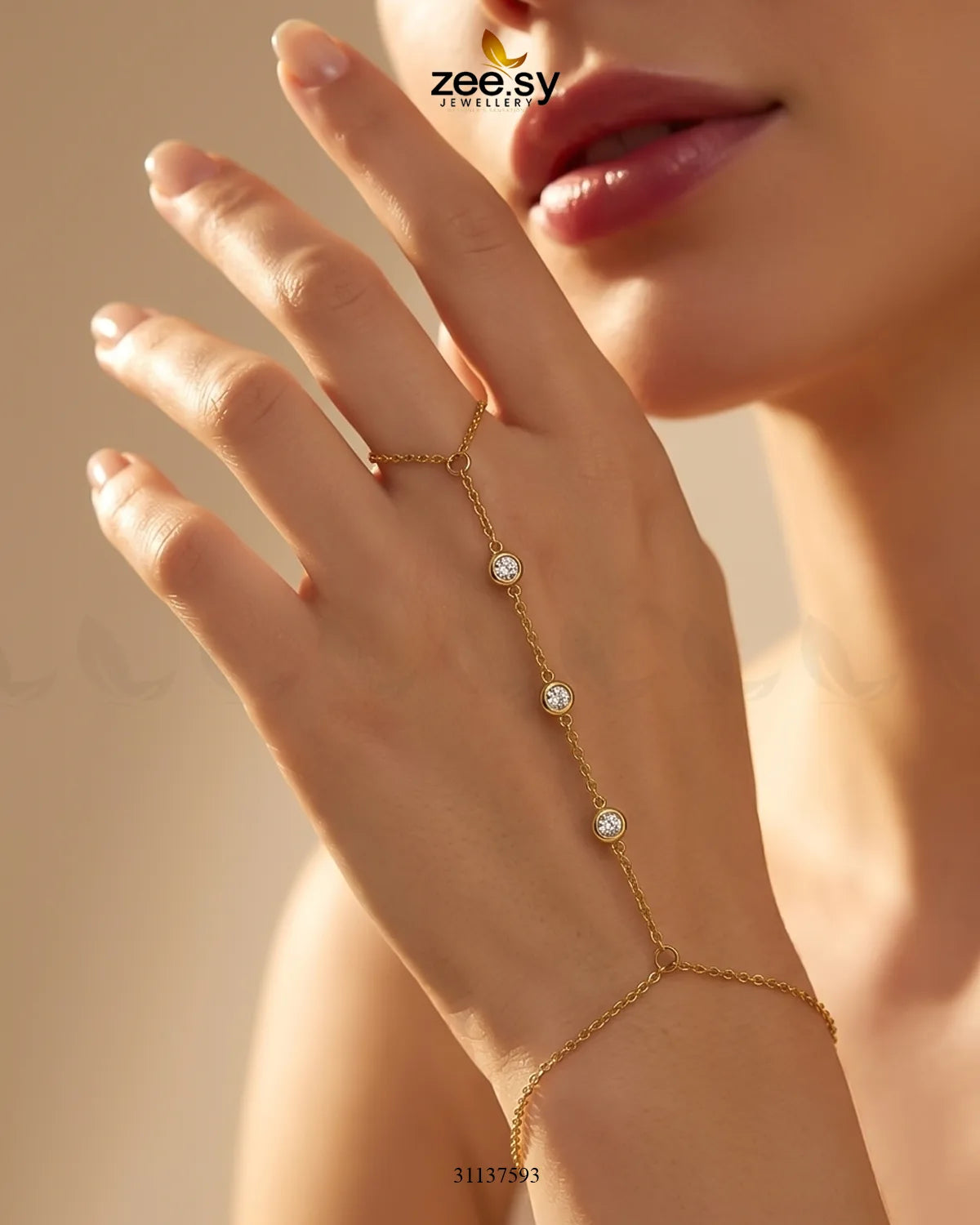 Triple Zirconia Hand Finger Bracelet Bracelet - Zeesy Jewellery Pakistan | Premium Artificial & Imitation Jewellery