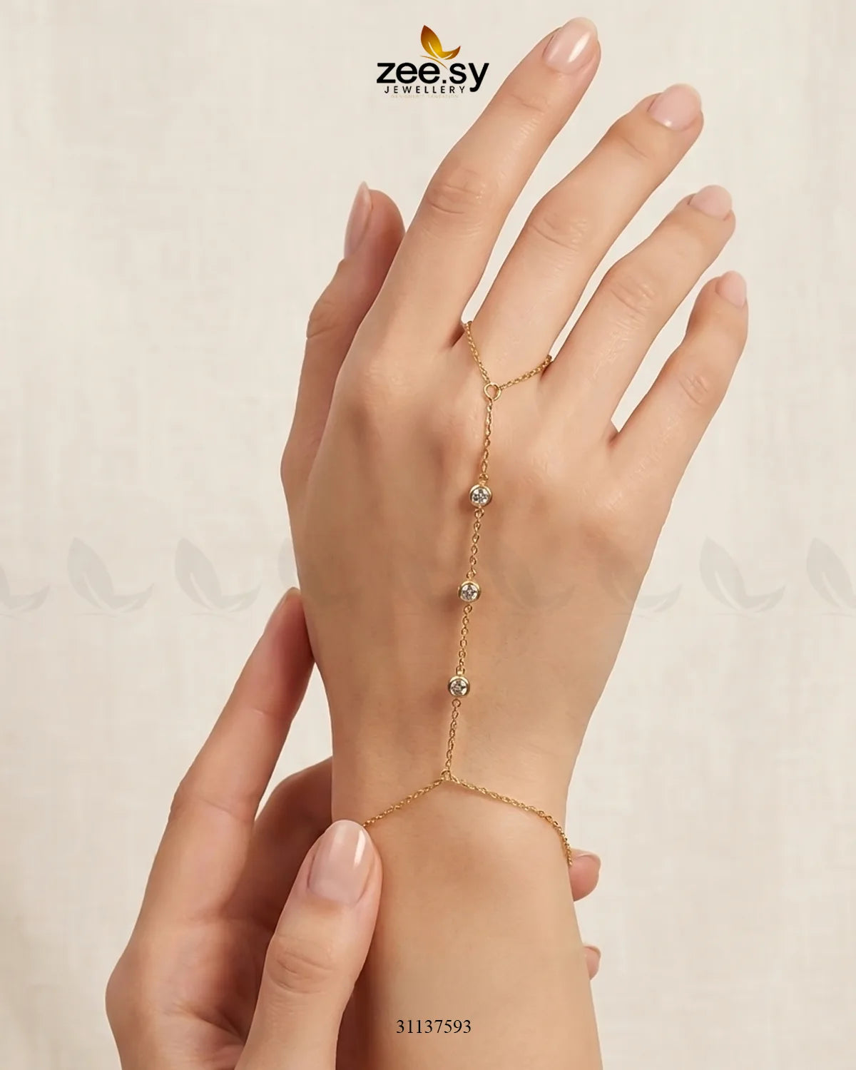 Triple Zirconia Hand Finger Bracelet Bracelet - Zeesy Jewellery Pakistan | Premium Artificial & Imitation Jewellery