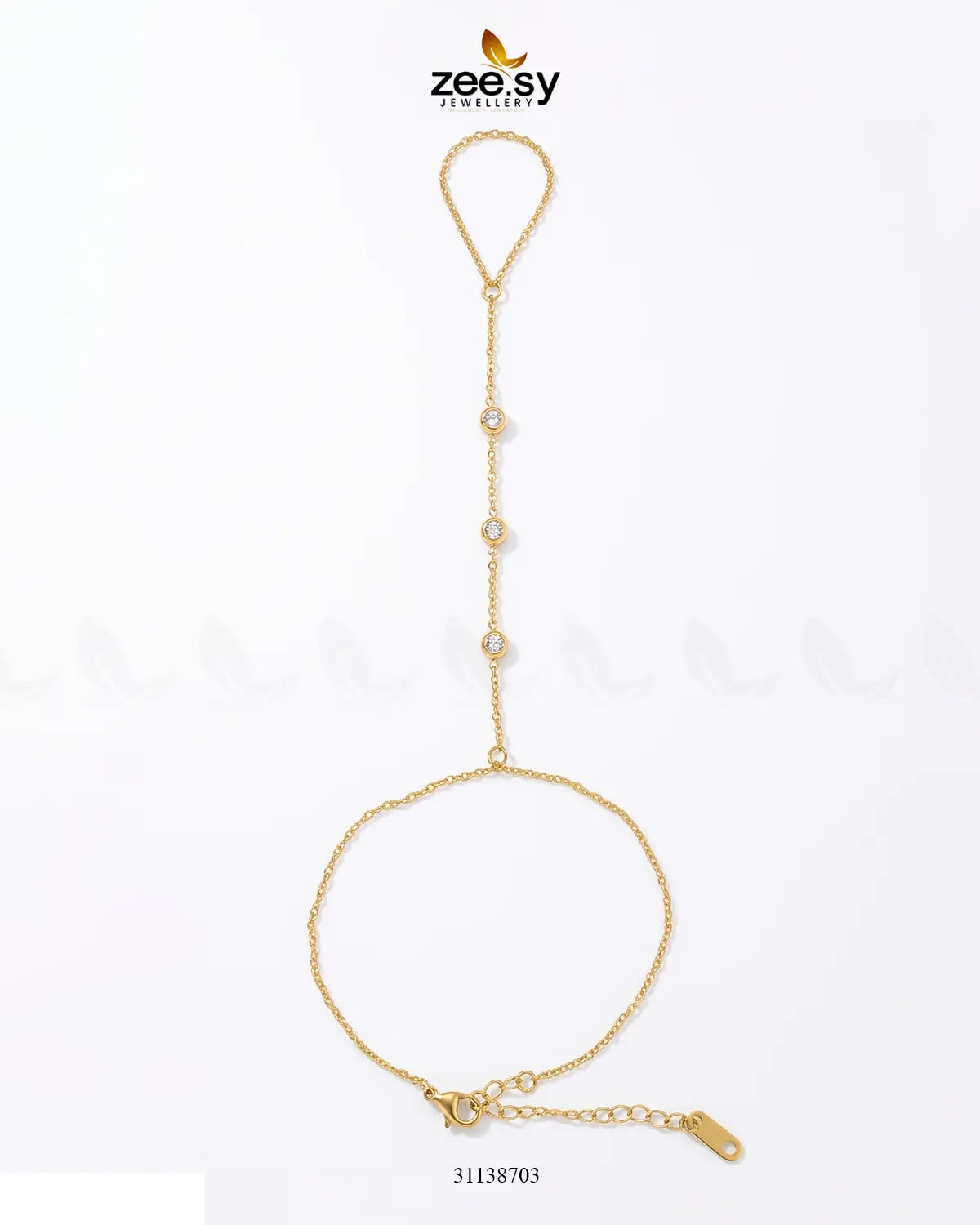 Triple Zirconia Hand Finger Bracelet Bracelet - Zeesy Jewellery Pakistan | Premium Artificial & Imitation Jewellery