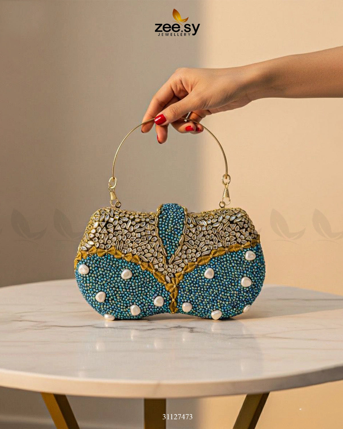 Tropical Azure Butterfly Clutch Bag - Zeesy Jewellery