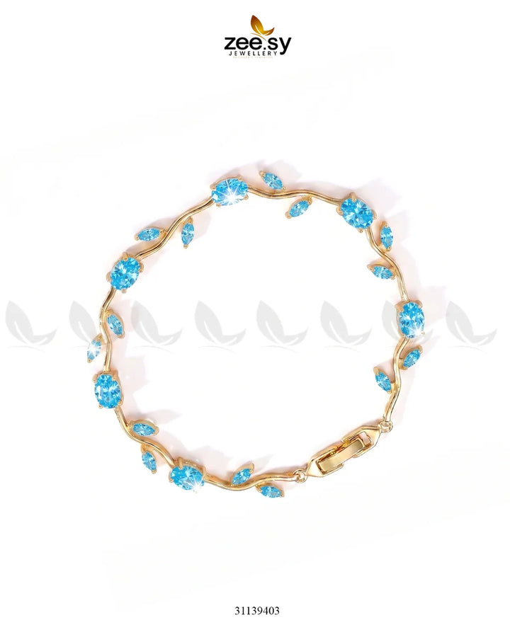 Tulip Cut Stones Floral Bracelet Feroza Bracelet - Zeesy Jewellery Pakistan | Premium Artificial & Imitation Jewellery
