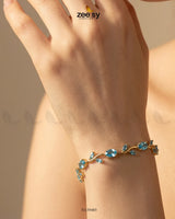 Tulip Cut Stones Floral Bracelet Finger Ring - Zeesy Jewellery Pakistan | Premium Artificial & Imitation Jewellery