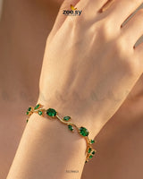 Tulip Cut Stones Floral Bracelet Finger Ring - Zeesy Jewellery Pakistan | Premium Artificial & Imitation Jewellery