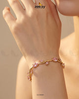 Tulip Cut Stones Floral Bracelet Finger Ring - Zeesy Jewellery Pakistan | Premium Artificial & Imitation Jewellery