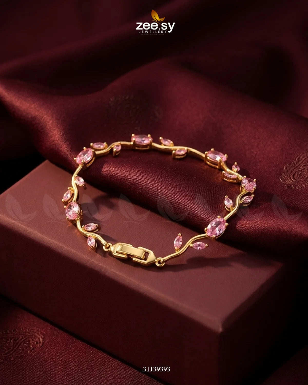 Tulip Cut Stones Floral Bracelet Finger Ring - Zeesy Jewellery Pakistan | Premium Artificial & Imitation Jewellery