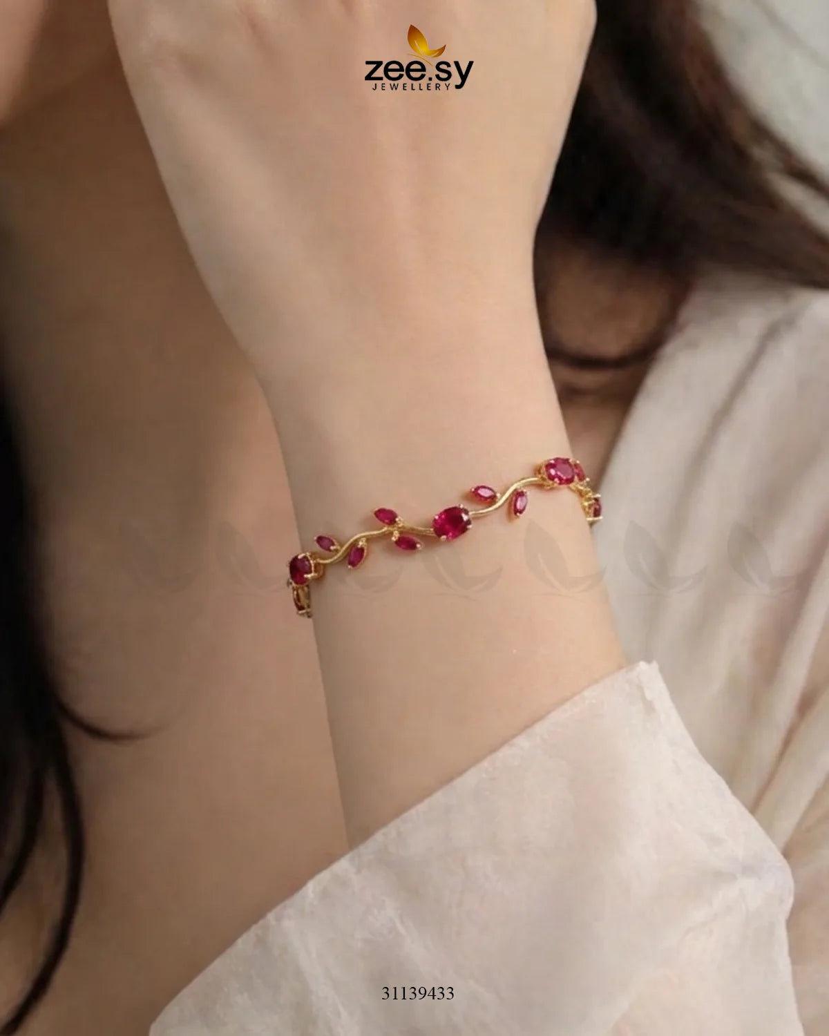 Tulip Cut Stones Floral Bracelet Finger Ring - Zeesy Jewellery Pakistan | Premium Artificial & Imitation Jewellery