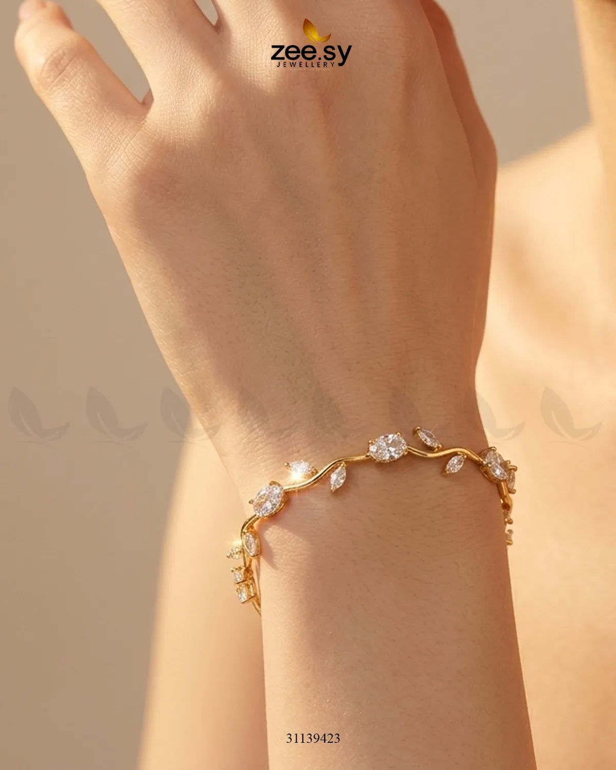 Tulip Cut Stones Floral Bracelet Finger Ring - Zeesy Jewellery Pakistan | Premium Artificial & Imitation Jewellery