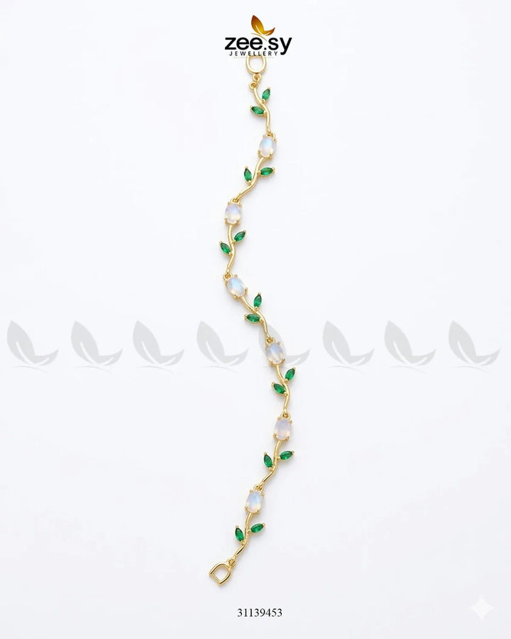 Tulip Cut Stones Floral Bracelet Finger Ring - Zeesy Jewellery Pakistan | Premium Artificial & Imitation Jewellery