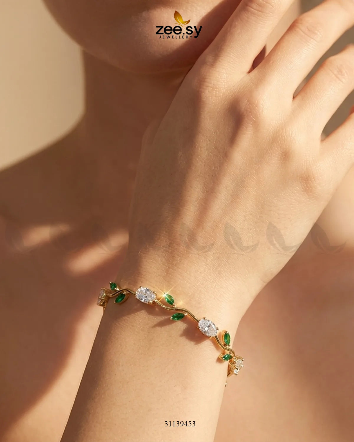Tulip Cut Stones Floral Bracelet Finger Ring - Zeesy Jewellery Pakistan | Premium Artificial & Imitation Jewellery