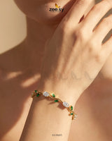 Tulip Cut Stones Floral Bracelet Finger Ring - Zeesy Jewellery Pakistan | Premium Artificial & Imitation Jewellery