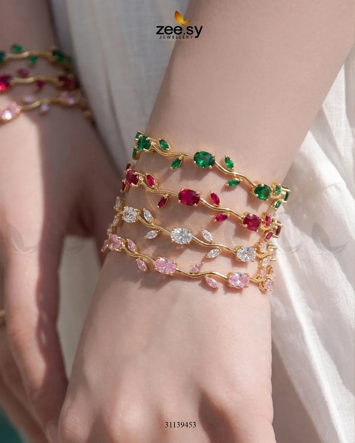 Tulip Cut Stones Floral Bracelet Bracelet - Zeesy Jewellery Pakistan | Premium Artificial & Imitation Jewellery