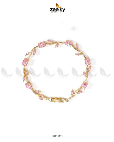 Tulip Cut Stones Floral Bracelet Pink Bracelet - Zeesy Jewellery Pakistan | Premium Artificial & Imitation Jewellery
