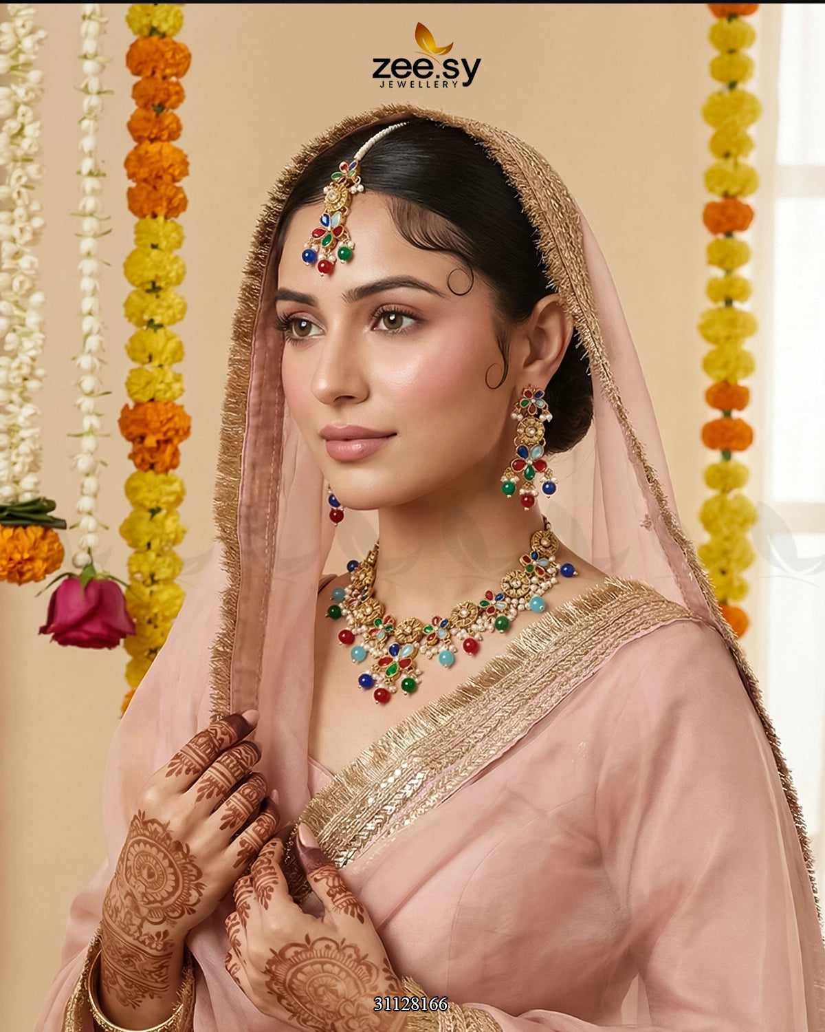 Tulshi Antique Pearl Necklace Set - Zeesy Jewellery