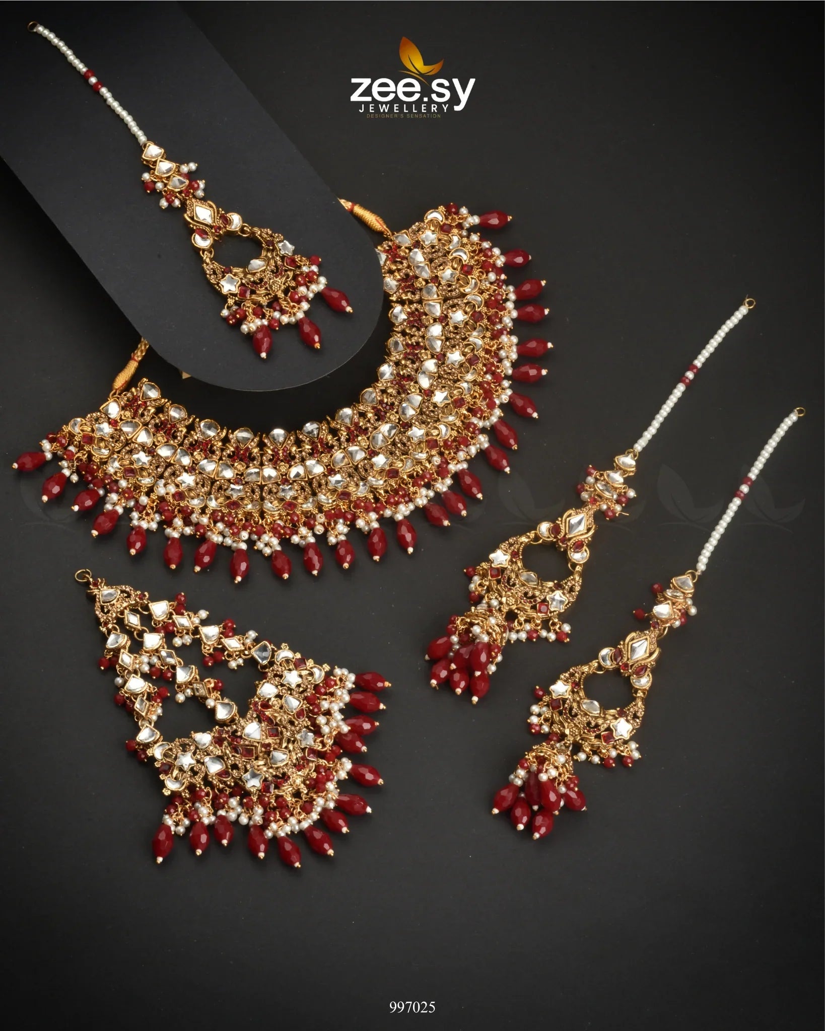 Twirling Bridal Set Red - Zeesy Jewellery