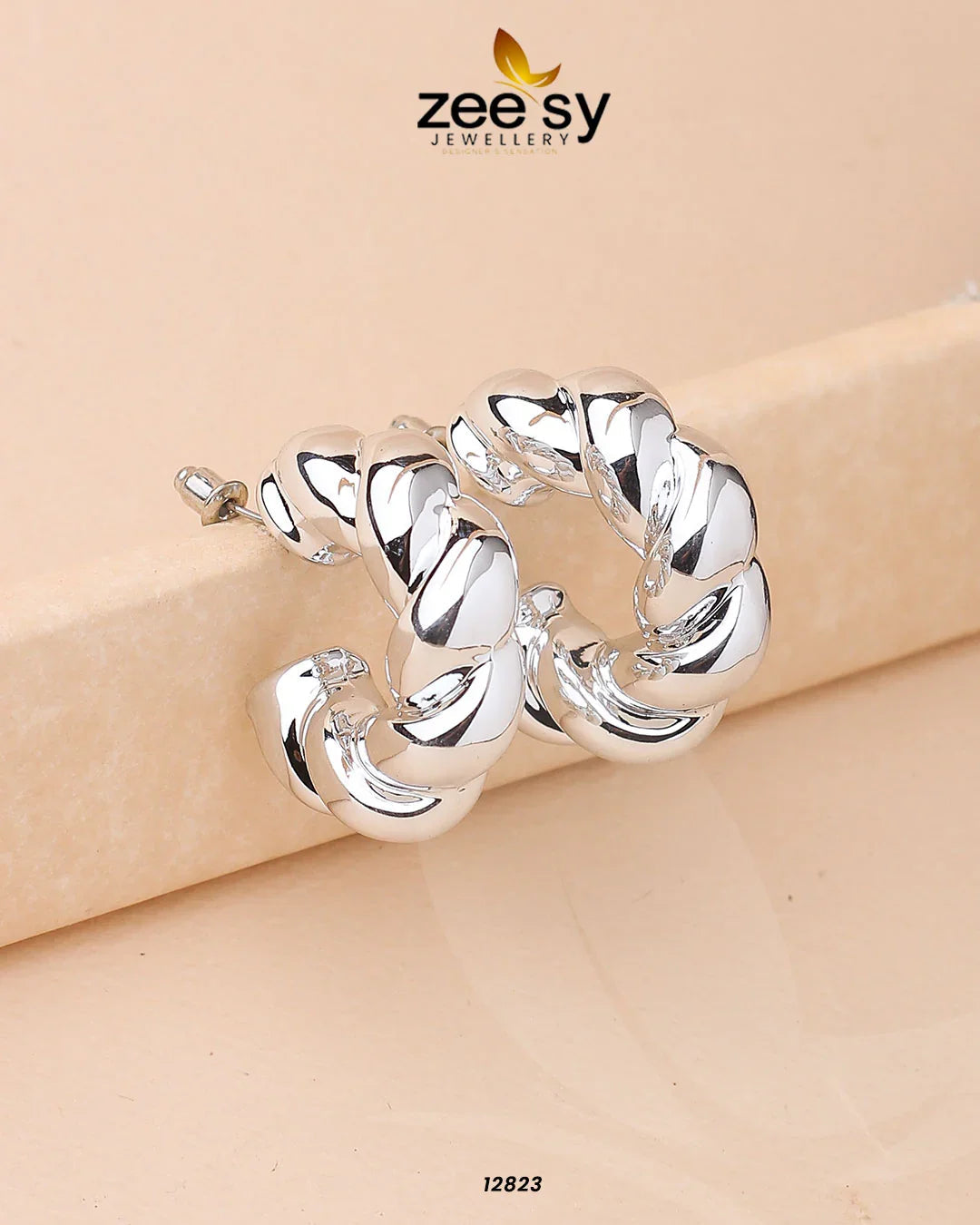 Twisted Hoop Earring Silver - Zeesy Jewellery