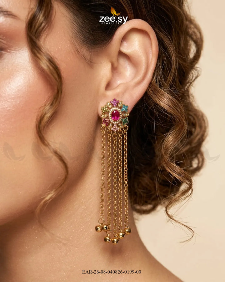 Velmira Ghungroo Zircon Earrings