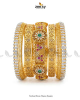 Veridian Bloom Filigree Bangles BANGLES - Zeesy Jewellery Pakistan | Premium Artificial & Imitation Jewellery