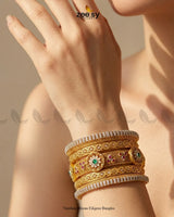 Veridian Bloom Filigree Bangles BANGLES - Zeesy Jewellery Pakistan | Premium Artificial & Imitation Jewellery