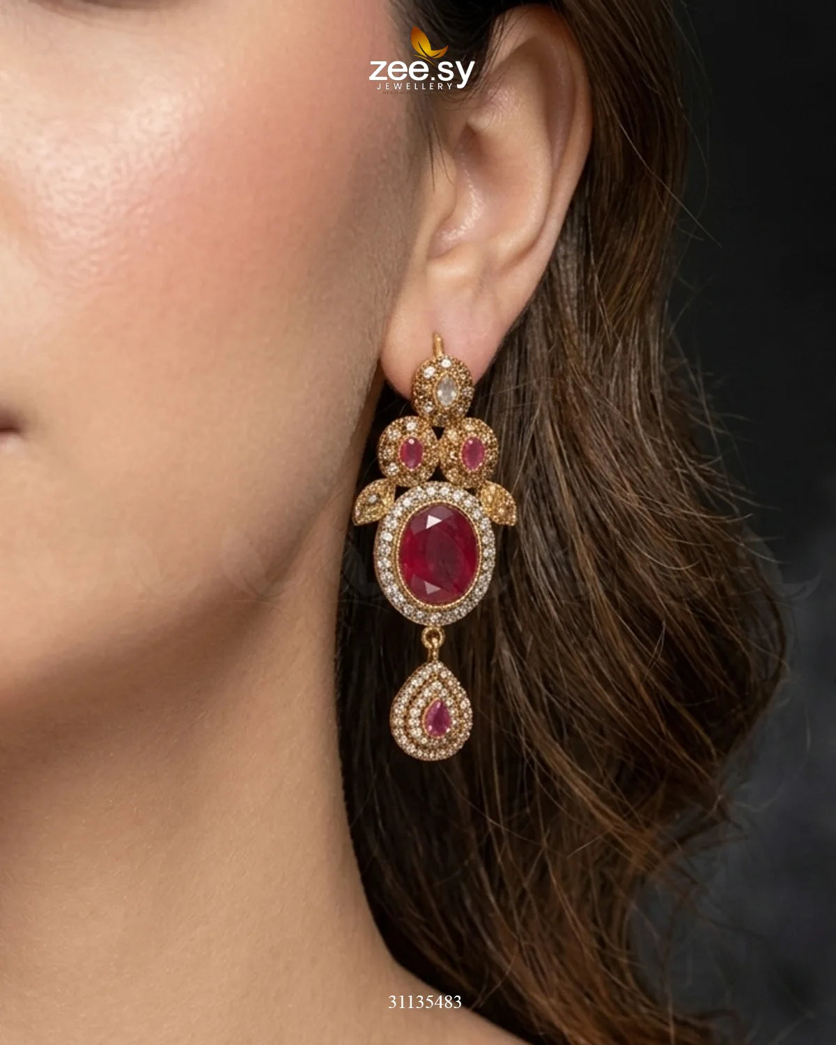 Victoria Teardrop Gems Bridal Set Bridal Set - Zeesy Jewellery Pakistan | Premium Artificial & Imitation Jewellery