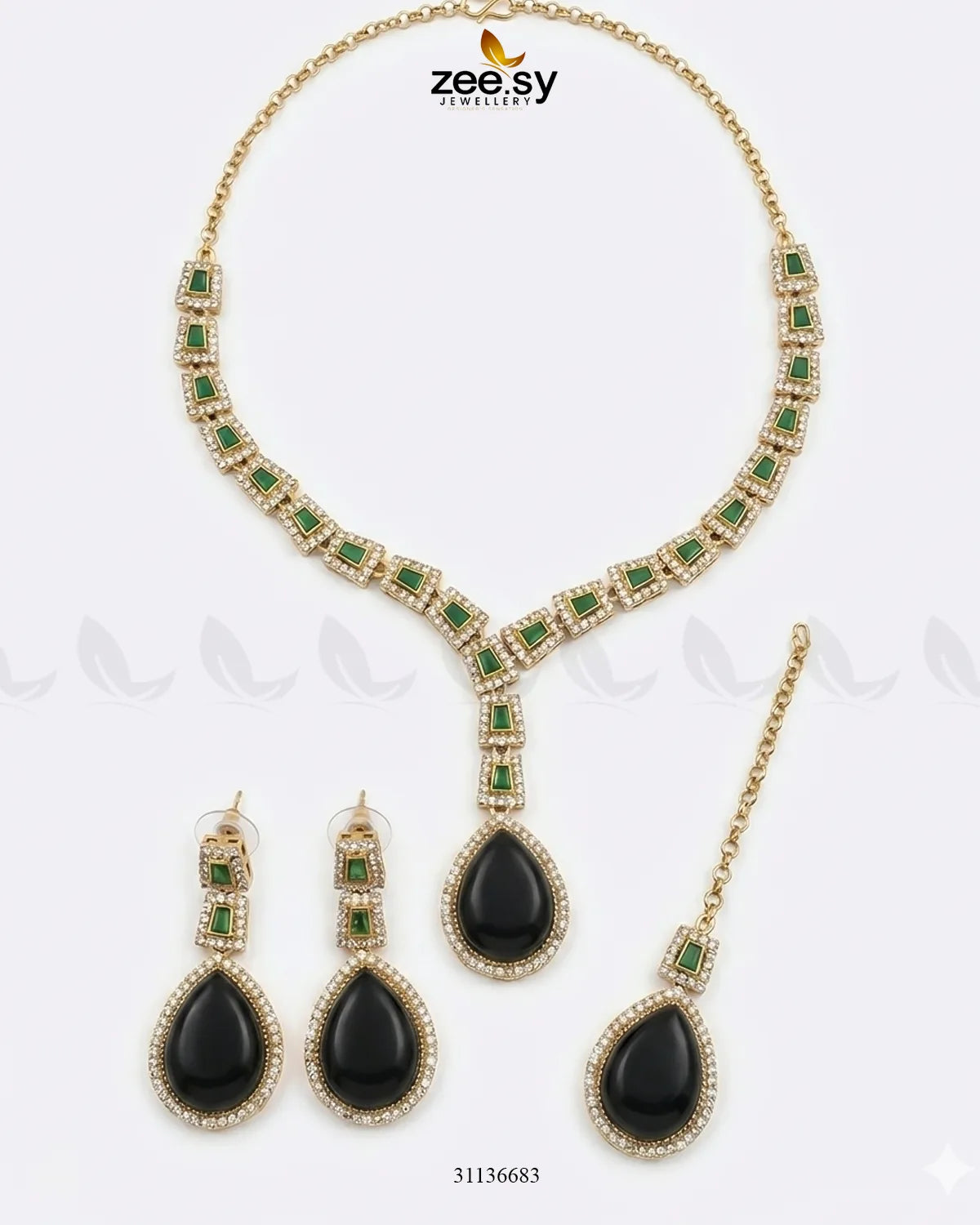 Victorian Bold Gemstone Necklace Set Necklace Sets - Zeesy Jewellery Pakistan | Premium Artificial & Imitation Jewellery