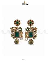 Victorian Faux Pearl Earrings Green - Zeesy Jewellery