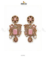 Victorian Faux Pearl Earrings Mint Pink - Zeesy Jewellery