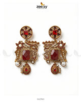 Victorian Faux Pearl Earrings Red - Zeesy Jewellery