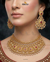 Victorian Rose Ruby Bridal Set Bridal Set - Zeesy Jewellery Pakistan | Premium Artificial & Imitation Jewellery