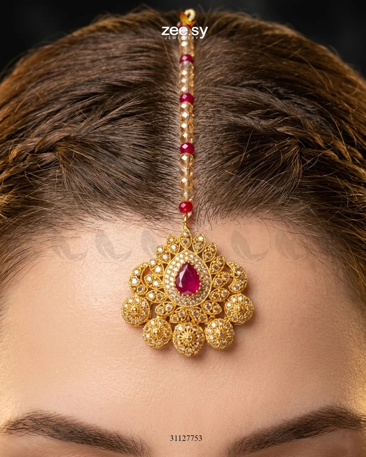 Victorian Rose Ruby Bridal Set Bridal Set - Zeesy Jewellery Pakistan | Premium Artificial & Imitation Jewellery
