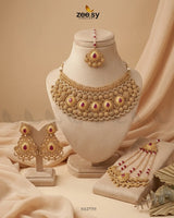 Victorian Rose Ruby Bridal Set Bridal Set - Zeesy Jewellery Pakistan | Premium Artificial & Imitation Jewellery
