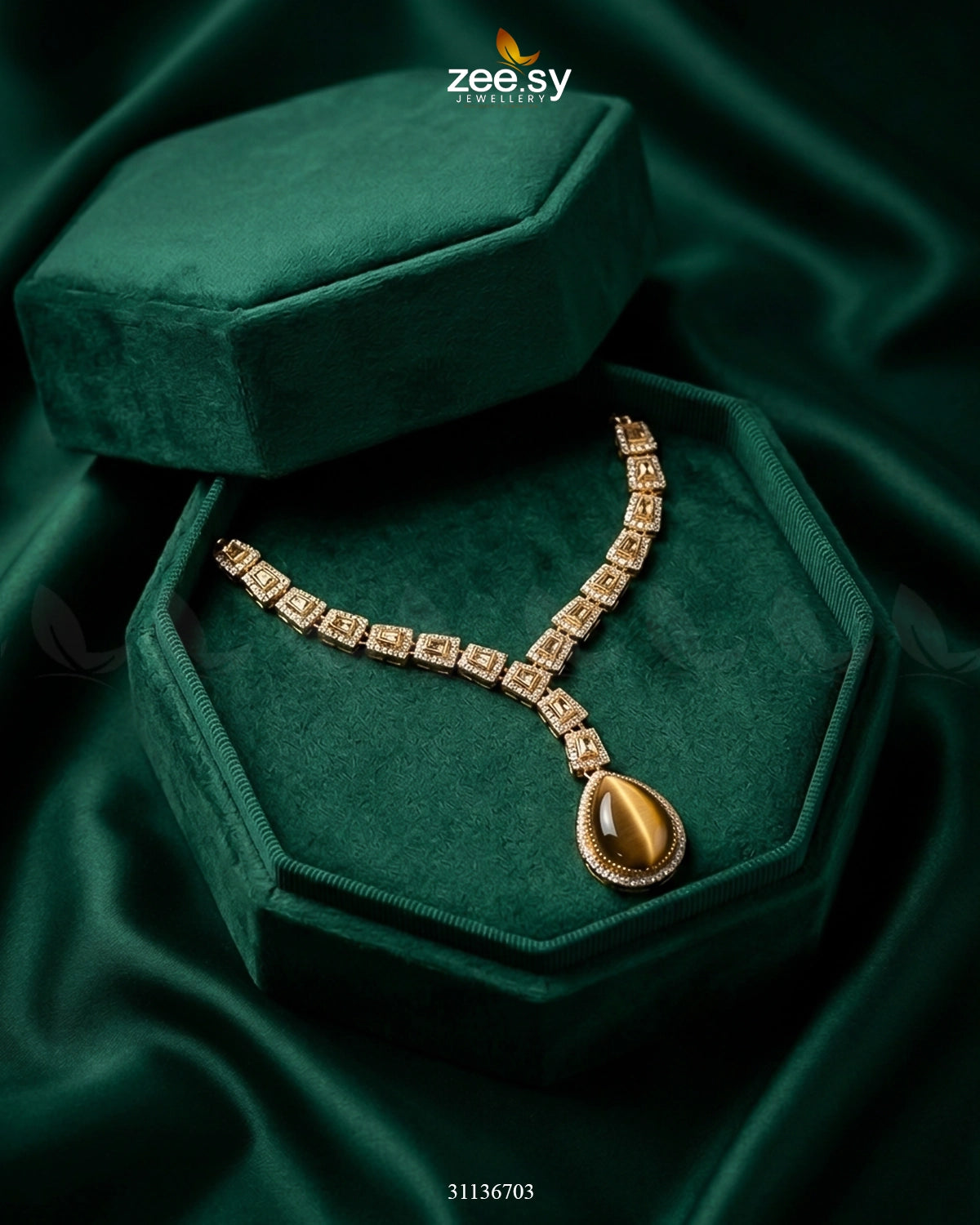 Victorian Bold Gemstone Necklace Set Necklace Sets - Zeesy Jewellery Pakistan | Premium Artificial & Imitation Jewellery