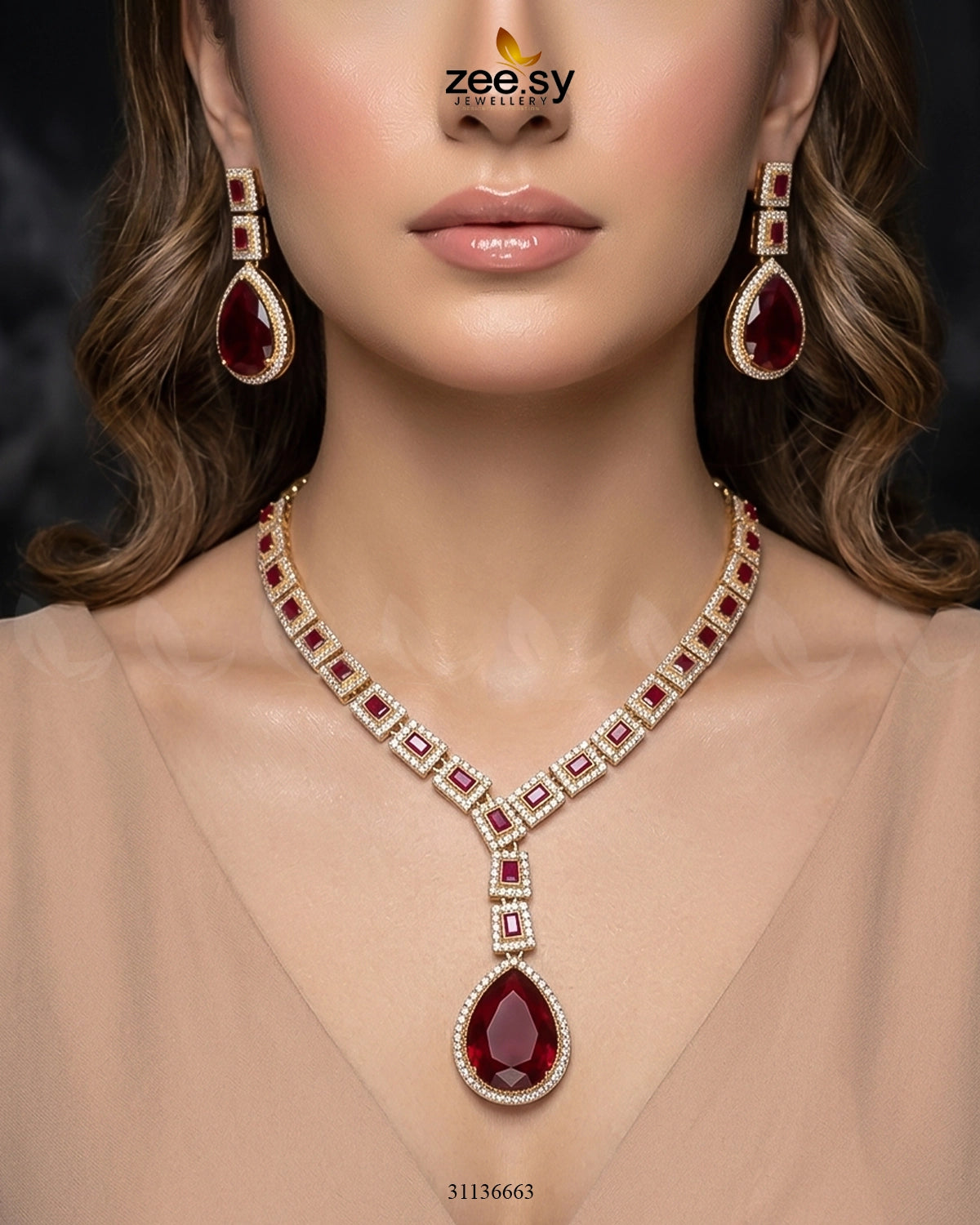 Victorian Bold Gemstone Necklace Set Necklace Sets - Zeesy Jewellery Pakistan | Premium Artificial & Imitation Jewellery