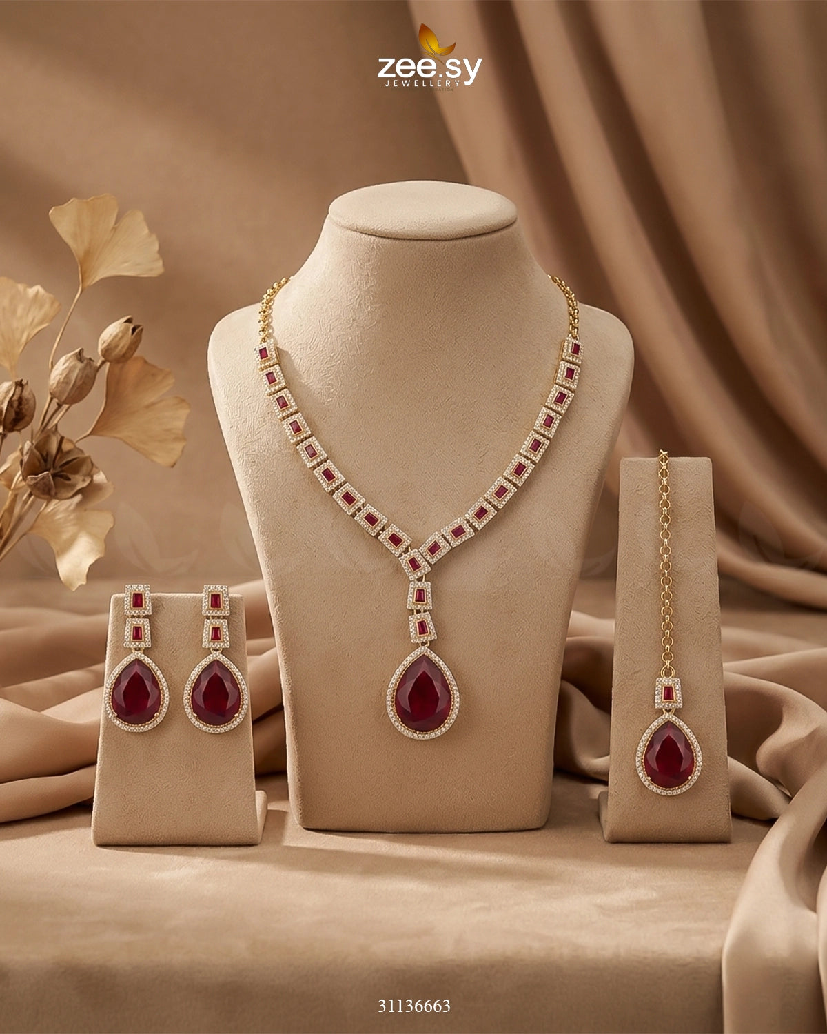 Victorian Bold Gemstone Necklace Set Necklace Sets - Zeesy Jewellery Pakistan | Premium Artificial & Imitation Jewellery