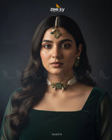 Vintage Sapphire Floral Choker Set Green - Zeesy Jewellery