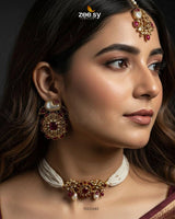 Vintage Sapphire Floral Choker Set - Zeesy Jewellery