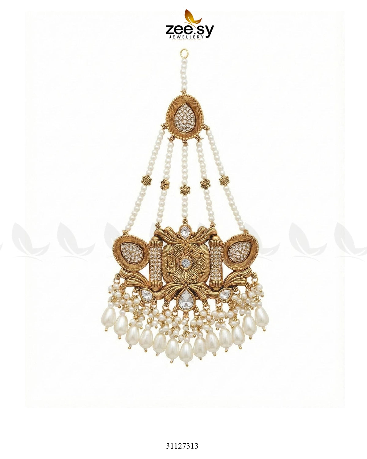 Shyama Beaded Pearl Jhumar White - Zeesy Jewellery