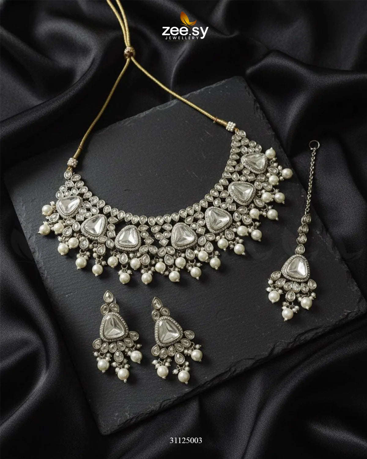 Rich Sentimental Crystal Bridal Set White - Zeesy Jewellery