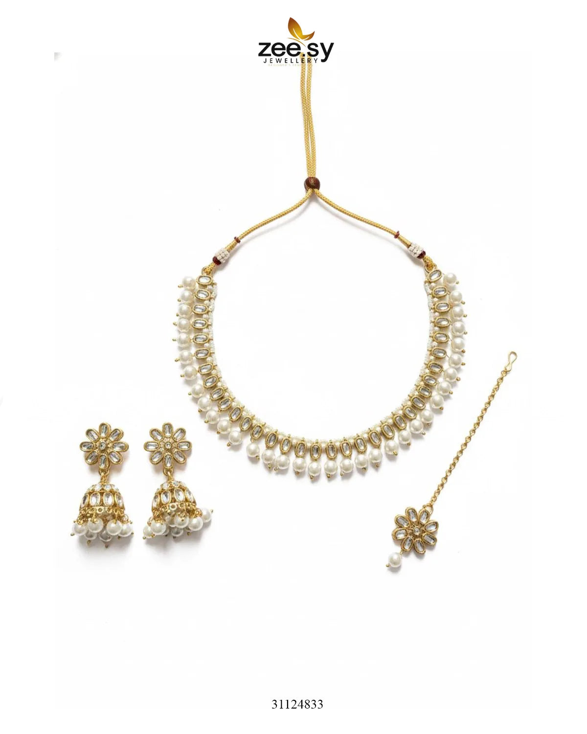 Magnificent Tonal Arch Bridal Set Golden White - Zeesy Jewellery