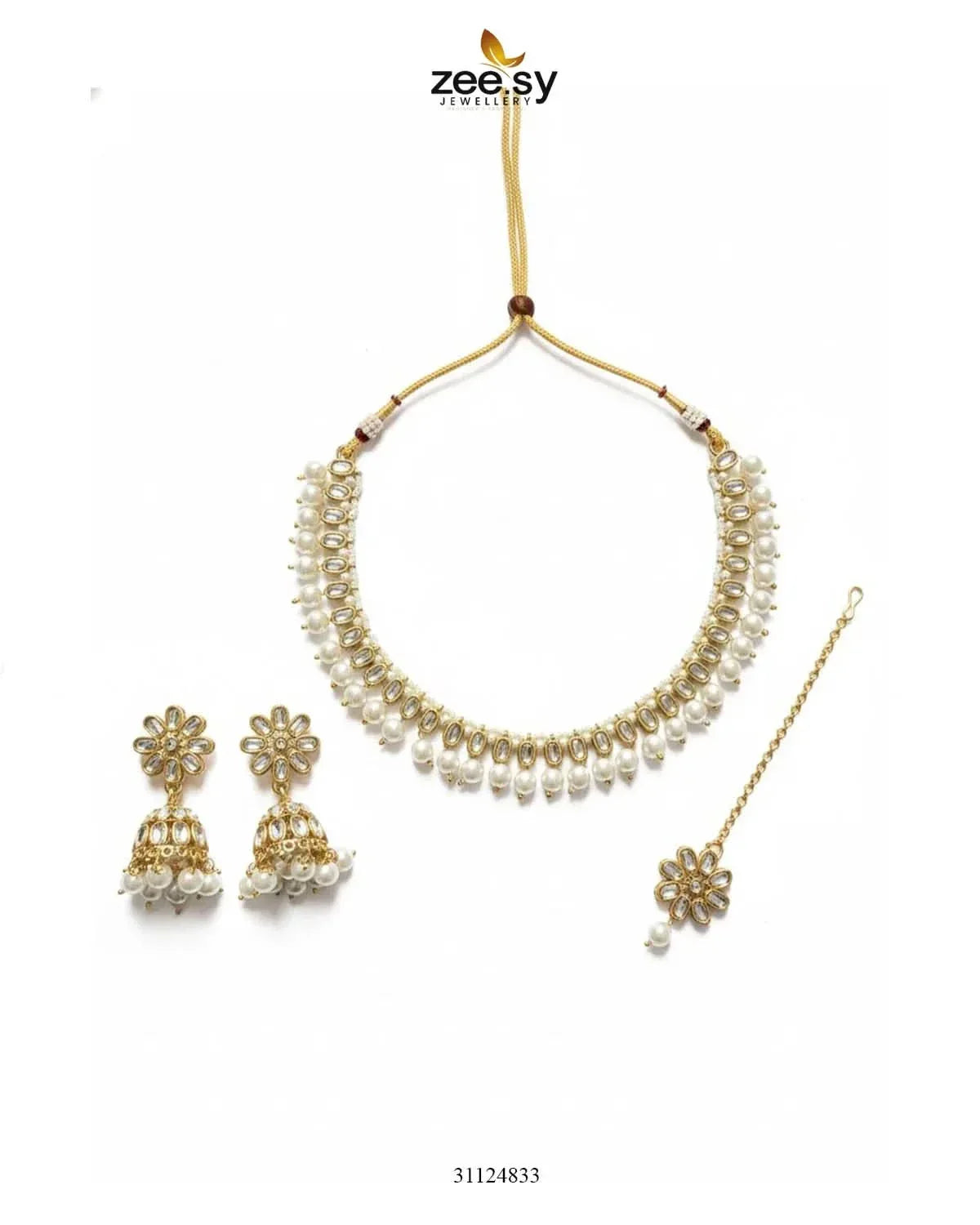 Magnificent Tonal Arch Bridal Set - Golden White - Zeesy.pk