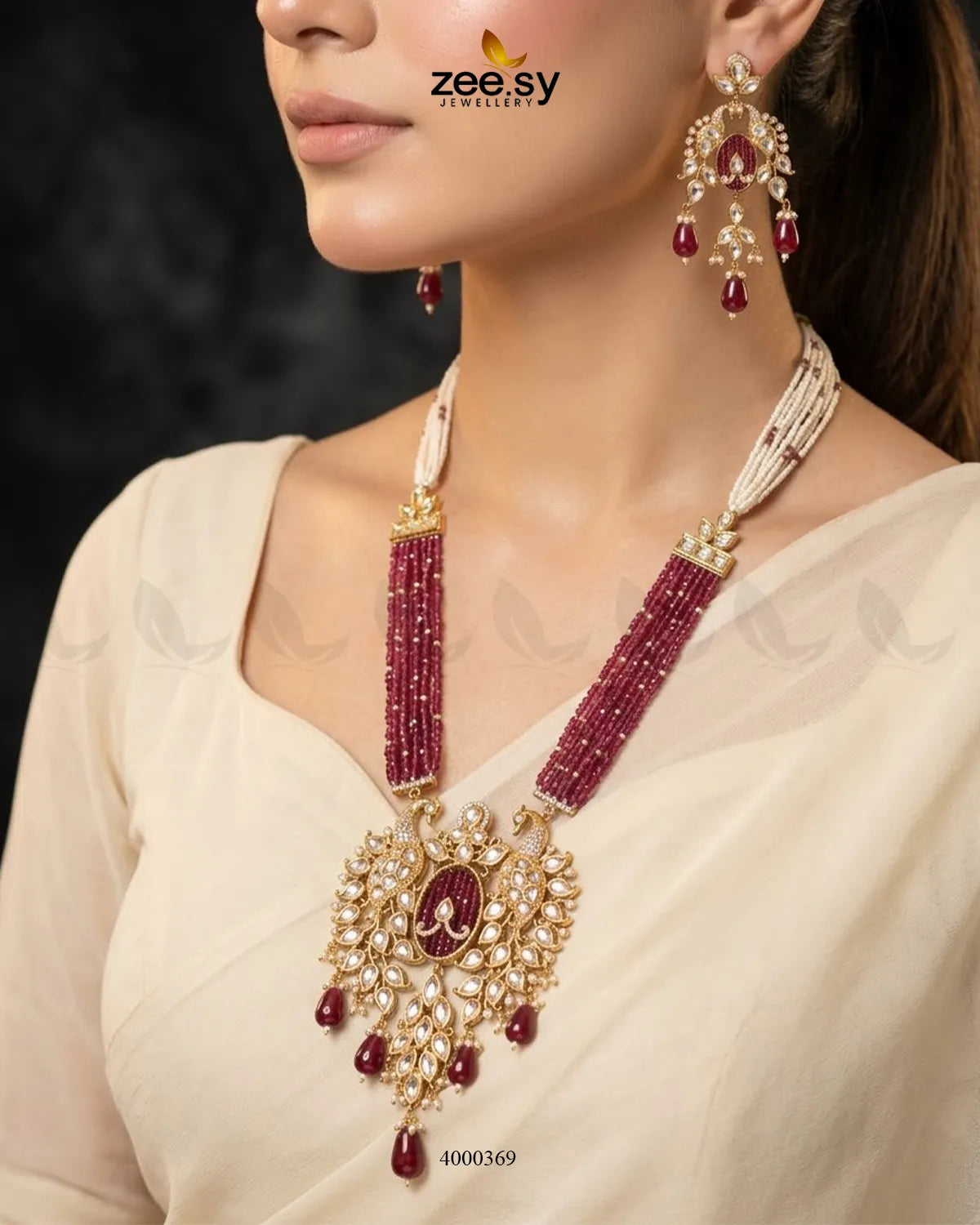 Warda Ornate Peacock Malla Set Malla Necklace - Zeesy Jewellery Pakistan | Premium Artificial & Imitation Jewellery