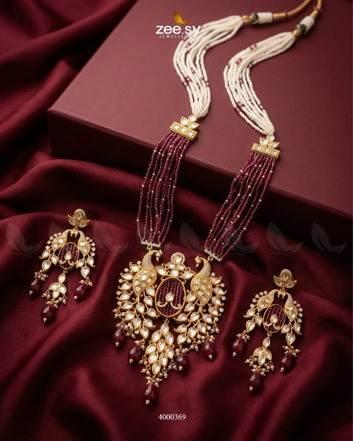 Warda Ornate Peacock Malla Set Malla Necklace - Zeesy Jewellery Pakistan | Premium Artificial & Imitation Jewellery