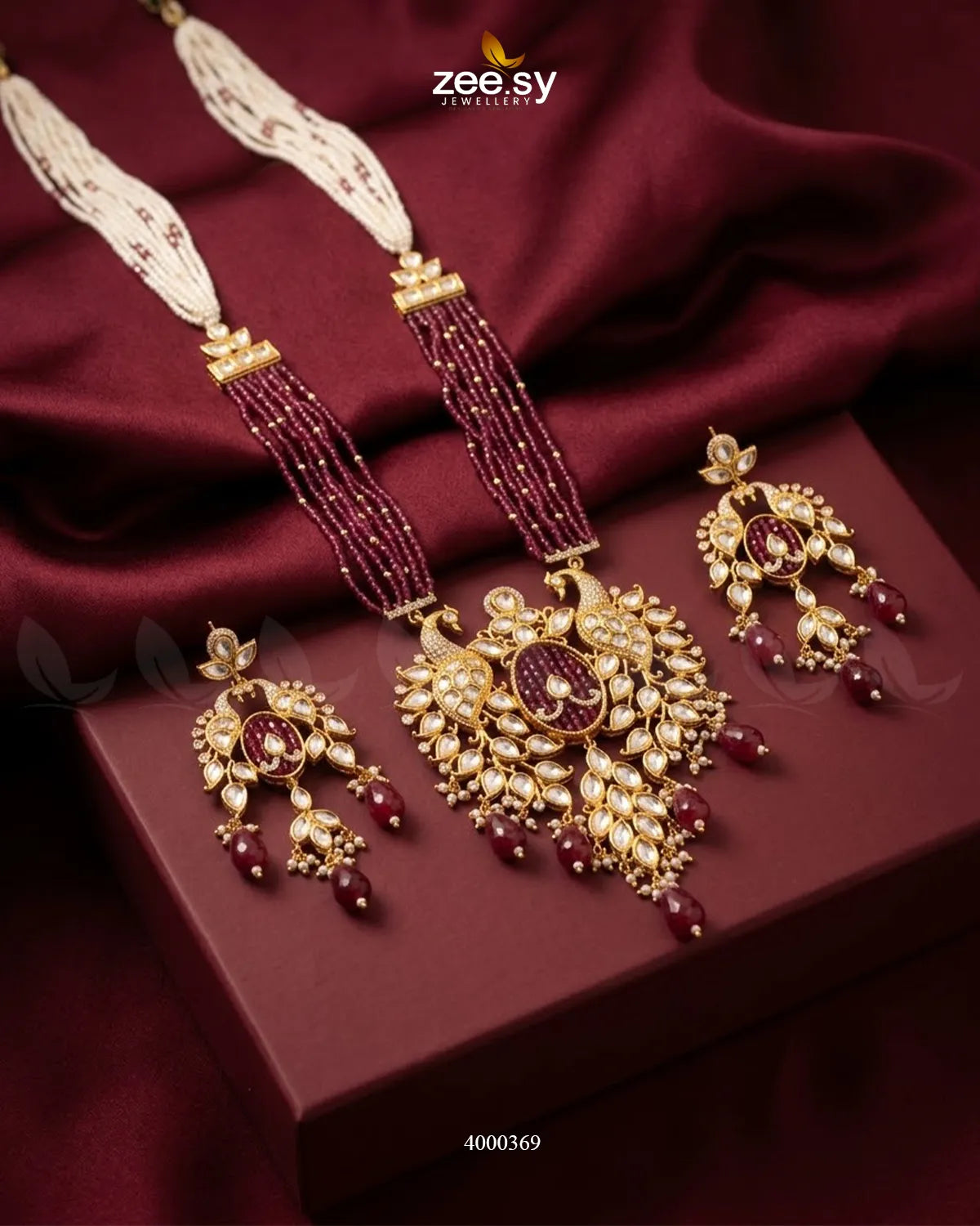 Warda Ornate Peacock Malla Set Malla Necklace - Zeesy Jewellery Pakistan | Premium Artificial & Imitation Jewellery